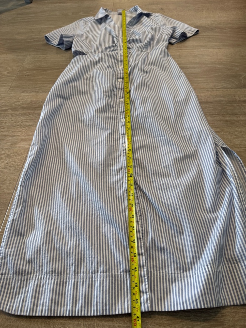 Old Navy Blue and White Striped Button-Front Midi Dress Small - Picture 5 of 6